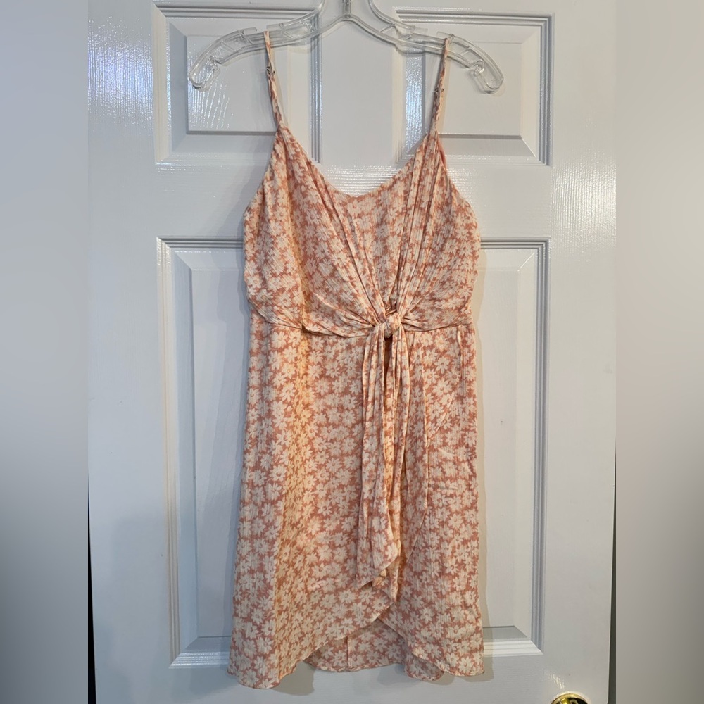 Altar’d State Peach Floral Tie-Front Sundress